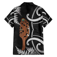 New Zealand Maripi Family Matching Off Shoulder Short Dress and Hawaiian Shirt Silver Fern Mix Aotearoa Maori Pattern