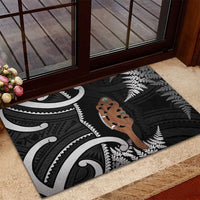 New Zealand Maripi Rubber Doormat Silver Fern Mix Aotearoa Maori Pattern