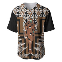 New Zealand Baseball Jersey Maori Maripi Knife With Poutama Art LT14 Brown - Polynesian Pride