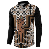 New Zealand Button Sweatshirt Maori Maripi Knife With Poutama Art