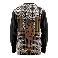 New Zealand Long Sleeve Shirt Maori Maripi Knife With Poutama Art