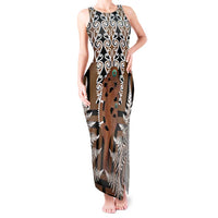 New Zealand Tank Maxi Dress Maori Maripi Knife With Poutama Art