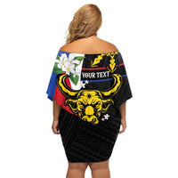Personalised Philippines Carabao Family Matching Off Shoulder Short Dress and Hawaiian Shirt Filipino Sun Mix Sampaguita Flower