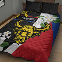 Personalised Philippines Carabao Quilt Bed Set Filipino Sun Mix Sampaguita Flower