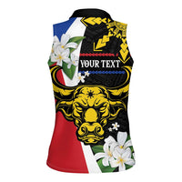 Personalised Philippines Carabao Women Sleeveless Polo Shirt Filipino Sun Mix Sampaguita Flower