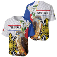 Personalised Philippines Eagle Baseball Jersey Filipino Sun Mix Sampaguita Flower LT14 - Polynesian Pride