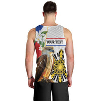 Personalised Philippines Eagle Men Tank Top Filipino Sun Mix Sampaguita Flower LT14 - Polynesian Pride