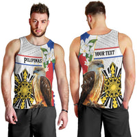 Personalised Philippines Eagle Men Tank Top Filipino Sun Mix Sampaguita Flower LT14 - Polynesian Pride