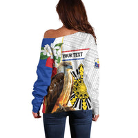 Personalised Philippines Eagle Off Shoulder Sweater Filipino Sun Mix Sampaguita Flower