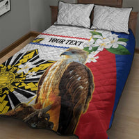 Personalised Philippines Eagle Quilt Bed Set Filipino Sun Mix Sampaguita Flower
