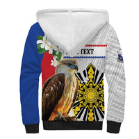 Personalised Philippines Eagle Sherpa Hoodie Filipino Sun Mix Sampaguita Flower