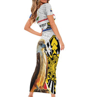 Personalised Philippines Eagle Short Sleeve Bodycon Dress Filipino Sun Mix Sampaguita Flower