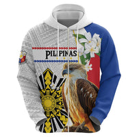 Personalised Philippines Eagle Zip Hoodie Filipino Sun Mix Sampaguita Flower LT14 - Polynesian Pride
