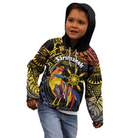 Philippines Sarimanok Kid Hoodie Papanok Legendary Bird Okir Polynesian Pattern