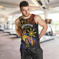 Philippines Sarimanok Men Tank Top Papanok Legendary Bird Okir Polynesian Pattern LT14 Black - Polynesian Pride