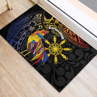 Philippines Sarimanok Rubber Doormat Papanok Legendary Bird Okir Polynesian Pattern