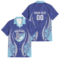 Northland 2026 Rugby Custom Family Matching Summer Maxi Dress and Hawaiian Shirt NZ Maori Silver Fern LT14 Dad's Shirt - Short Sleeve Blue - Polynesian Pride