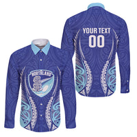 Northland 2026 Rugby Custom Family Matching Tank Maxi Dress and Hawaiian Shirt NZ Maori Silver Fern LT14 Dad's Shirt - Long Sleeve Blue - Polynesian Pride