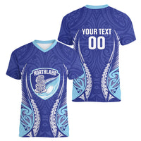 Northland 2026 Rugby Custom Women V-Neck T-Shirt NZ Maori Silver Fern