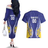 Otago 2026 Rugby Custom Couples Matching Off The Shoulder Long Sleeve Dress and Hawaiian Shirt NZ Maori Silver Fern