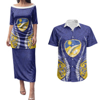 Otago 2026 Rugby Custom Couples Matching Puletasi and Hawaiian Shirt NZ Maori Silver Fern LT14 Blue - Polynesian Pride