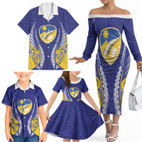 Otago 2026 Rugby Custom Family Matching Off The Shoulder Long Sleeve Dress and Hawaiian Shirt NZ Maori Silver Fern LT14 - Polynesian Pride