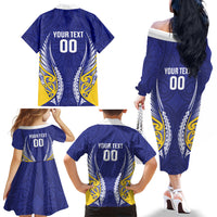 Otago 2026 Rugby Custom Family Matching Off The Shoulder Long Sleeve Dress and Hawaiian Shirt NZ Maori Silver Fern