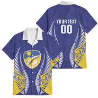 Otago 2026 Rugby Custom Family Matching Tank Maxi Dress and Hawaiian Shirt NZ Maori Silver Fern LT14 Dad's Shirt - Short Sleeve Blue - Polynesian Pride
