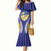 Otago 2026 Rugby Custom Mermaid Dress NZ Maori Silver Fern LT14 Women Blue - Polynesian Pride