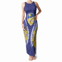 Otago 2026 Rugby Custom Tank Maxi Dress NZ Maori Silver Fern LT14 Women Blue - Polynesian Pride