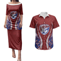 Southland 2026 Rugby Custom Couples Matching Puletasi and Hawaiian Shirt NZ Maori Silver Fern LT14 Maroon - Polynesian Pride