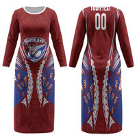 Southland 2026 Rugby Custom Family Matching Long Sleeve Bodycon Dress and Hawaiian Shirt NZ Maori Silver Fern LT14 Mom's Dress Maroon - Polynesian Pride