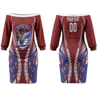 Southland 2026 Rugby Custom Family Matching Off The Shoulder Long Sleeve Dress and Hawaiian Shirt NZ Maori Silver Fern LT14 Mom's Dress Maroon - Polynesian Pride