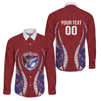Southland 2026 Rugby Custom Family Matching Off Shoulder Short Dress and Hawaiian Shirt NZ Maori Silver Fern LT14 Dad's Shirt - Long Sleeve Maroon - Polynesian Pride