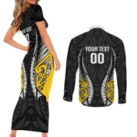 Taranaki 2026 Rugby Custom Couples Matching Short Sleeve Bodycon Dress and Long Sleeve Button Shirt NZ Maori Silver Fern