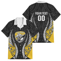 Taranaki 2026 Rugby Custom Family Matching Long Sleeve Bodycon Dress and Hawaiian Shirt NZ Maori Silver Fern LT14 Dad's Shirt - Short Sleeve Black - Polynesian Pride