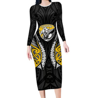 Taranaki 2026 Rugby Custom Family Matching Long Sleeve Bodycon Dress and Hawaiian Shirt NZ Maori Silver Fern