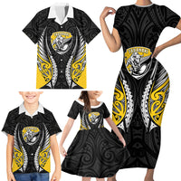 Taranaki 2026 Rugby Custom Family Matching Short Sleeve Bodycon Dress and Hawaiian Shirt NZ Maori Silver Fern