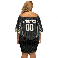 Taranaki 2026 Rugby Custom Off Shoulder Short Dress NZ Maori Silver Fern LT14 - Polynesian Pride