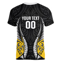 Taranaki 2026 Rugby Custom Women V-Neck T-Shirt NZ Maori Silver Fern