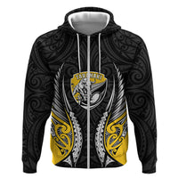 Taranaki 2026 Rugby Custom Zip Hoodie NZ Maori Silver Fern LT14 Zip Hoodie Black - Polynesian Pride