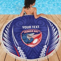 Tasman Bay 2026 Rugby Custom Beach Blanket NZ Maori Silver Fern