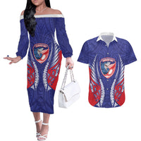 Tasman Bay 2026 Rugby Custom Couples Matching Off The Shoulder Long Sleeve Dress and Hawaiian Shirt NZ Maori Silver Fern