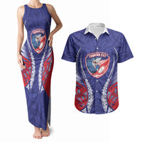 Tasman Bay 2026 Rugby Custom Couples Matching Tank Maxi Dress and Hawaiian Shirt NZ Maori Silver Fern LT14 Blue - Polynesian Pride