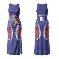 Tasman Bay 2026 Rugby Custom Family Matching Tank Maxi Dress and Hawaiian Shirt NZ Maori Silver Fern LT14 Mom's Dress Blue - Polynesian Pride
