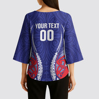 Tasman Bay 2026 Rugby Custom Kimono Sleeve Blouse NZ Maori Silver Fern