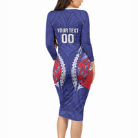 Tasman Bay 2026 Rugby Custom Long Sleeve Bodycon Dress NZ Maori Silver Fern LT14 - Polynesian Pride