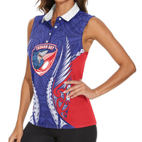 Tasman Bay 2026 Rugby Custom Women Sleeveless Polo Shirt NZ Maori Silver Fern