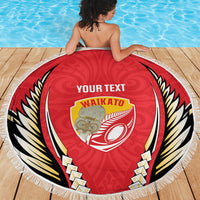 Waikato 2026 Rugby Custom Beach Blanket NZ Maori Silver Fern