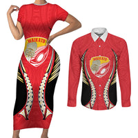 Waikato 2026 Rugby Custom Couples Matching Short Sleeve Bodycon Dress and Long Sleeve Button Shirt NZ Maori Silver Fern